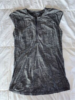Athleta Women's Gray Heathered Muscle Tee with Half-Zip